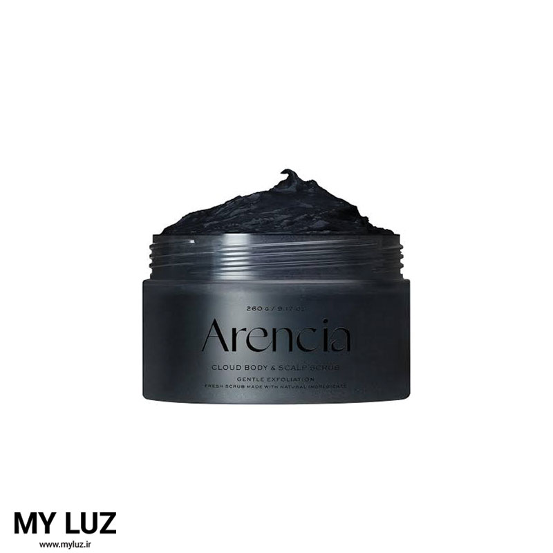 اسکراب بدن و پوست سر ابری چای سیاه و یوزو آرنسیا Cloud body & scalp scrub black tea & YUZU (Arencia)